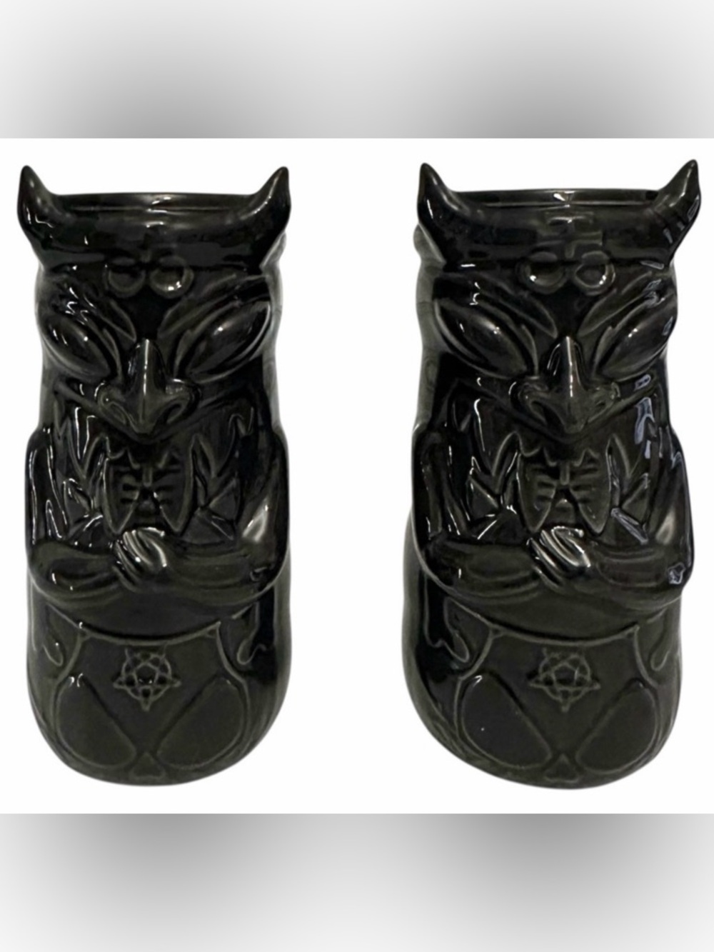 Killstar 2x Cups Tall 15oz Tiki Demon Black Haunted Houseware